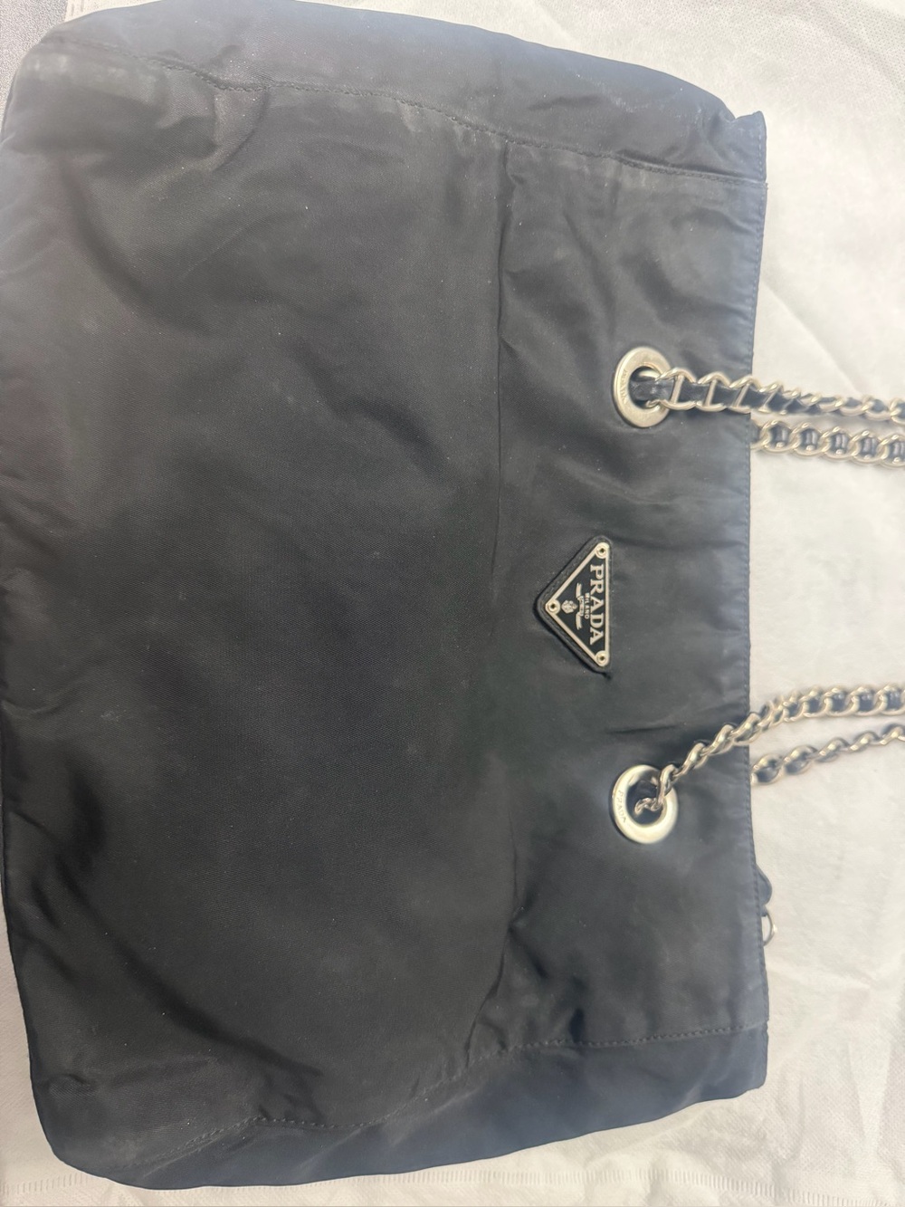 Prada Black Nylon Chain-Handle Tote with Silver Hardware - Picture 2 of 15